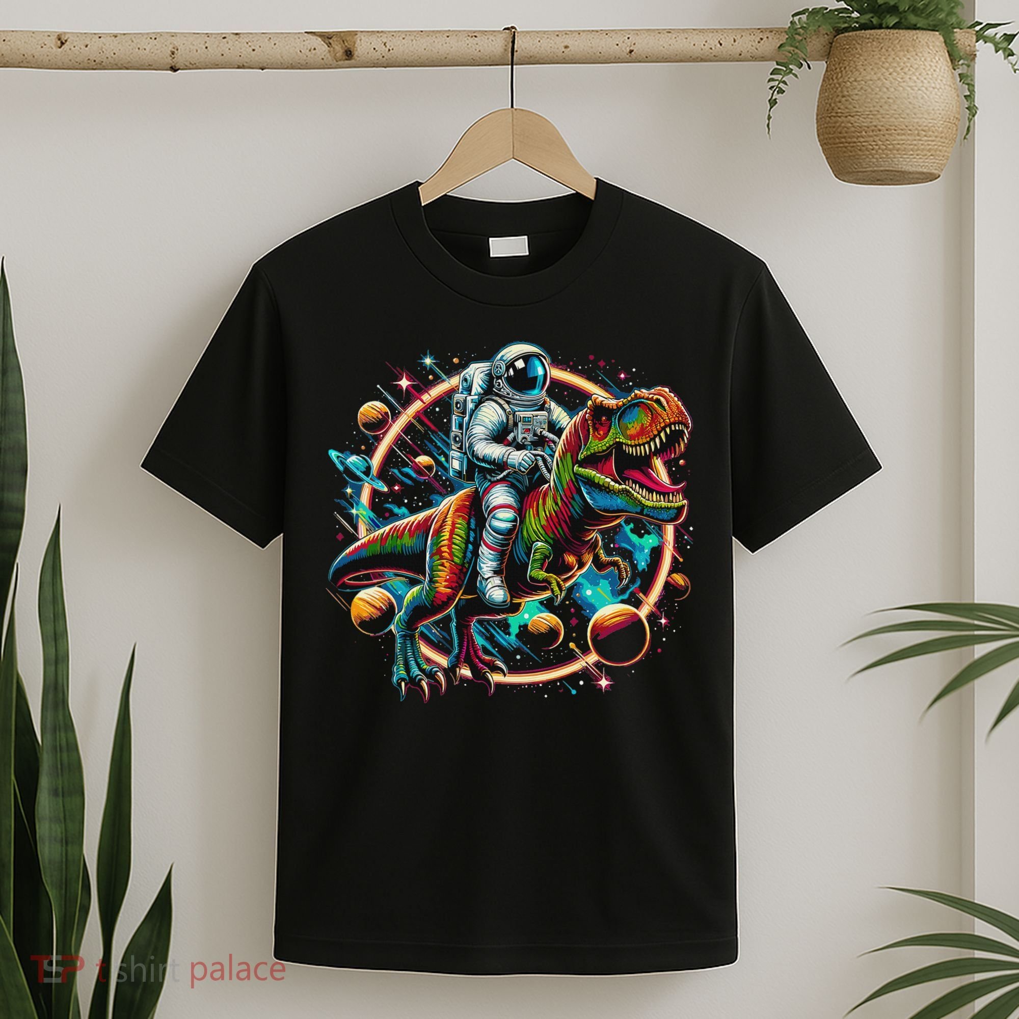 Astronaut Riding T Rex Dinosaur Astro T Rex Space T-Shirt