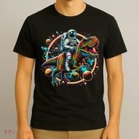 Astronaut Riding T Rex Dinosaur Astro T Rex Space T-Shirt thumb 3