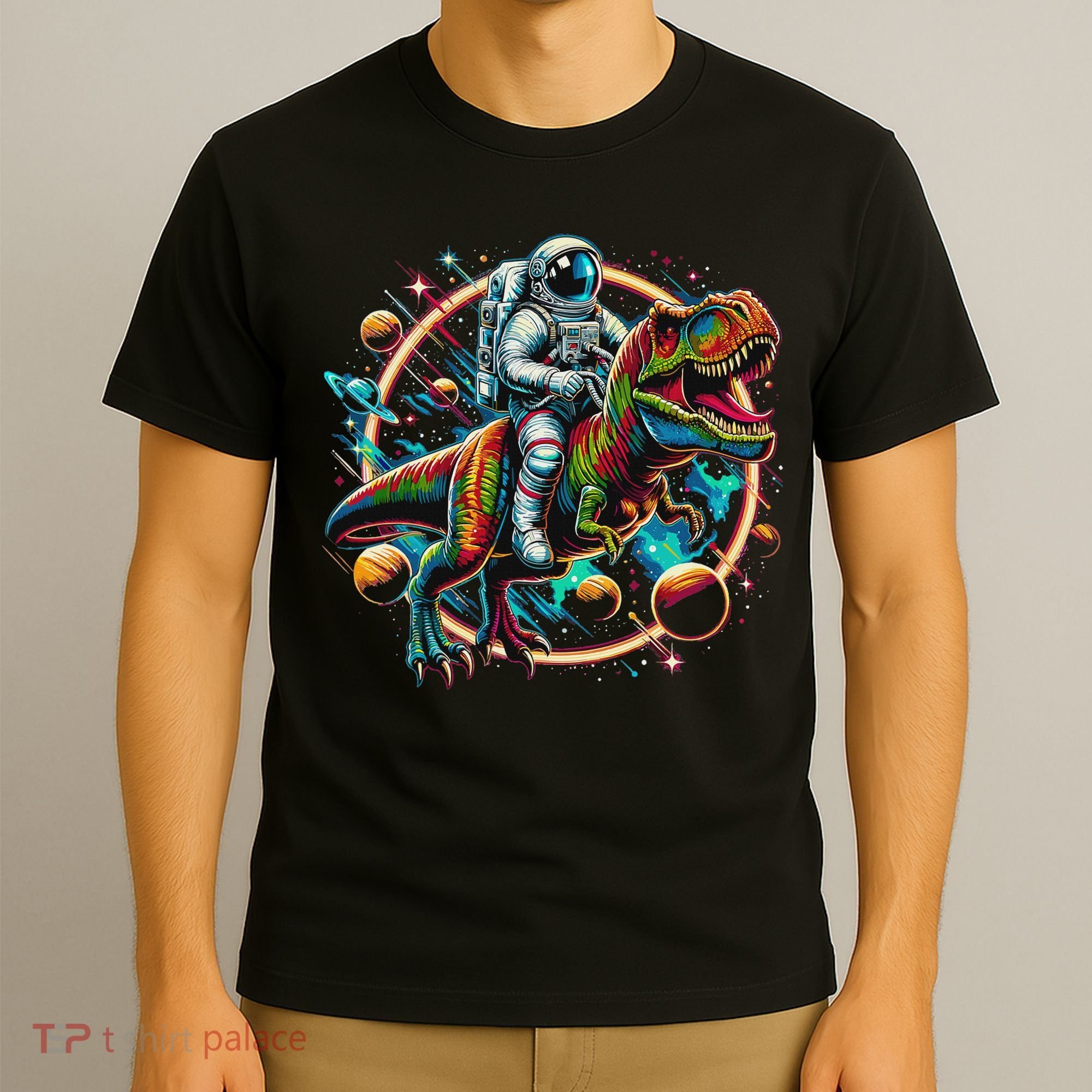 Astronaut Riding T Rex Dinosaur Astro T Rex Space T-Shirt