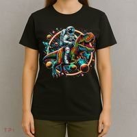 Astronaut Riding T Rex Dinosaur Astro T Rex Space T-Shirt thumb 4