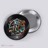 Astronaut Riding T Rex Dinosaur Astro T Rex Space Button thumb 0