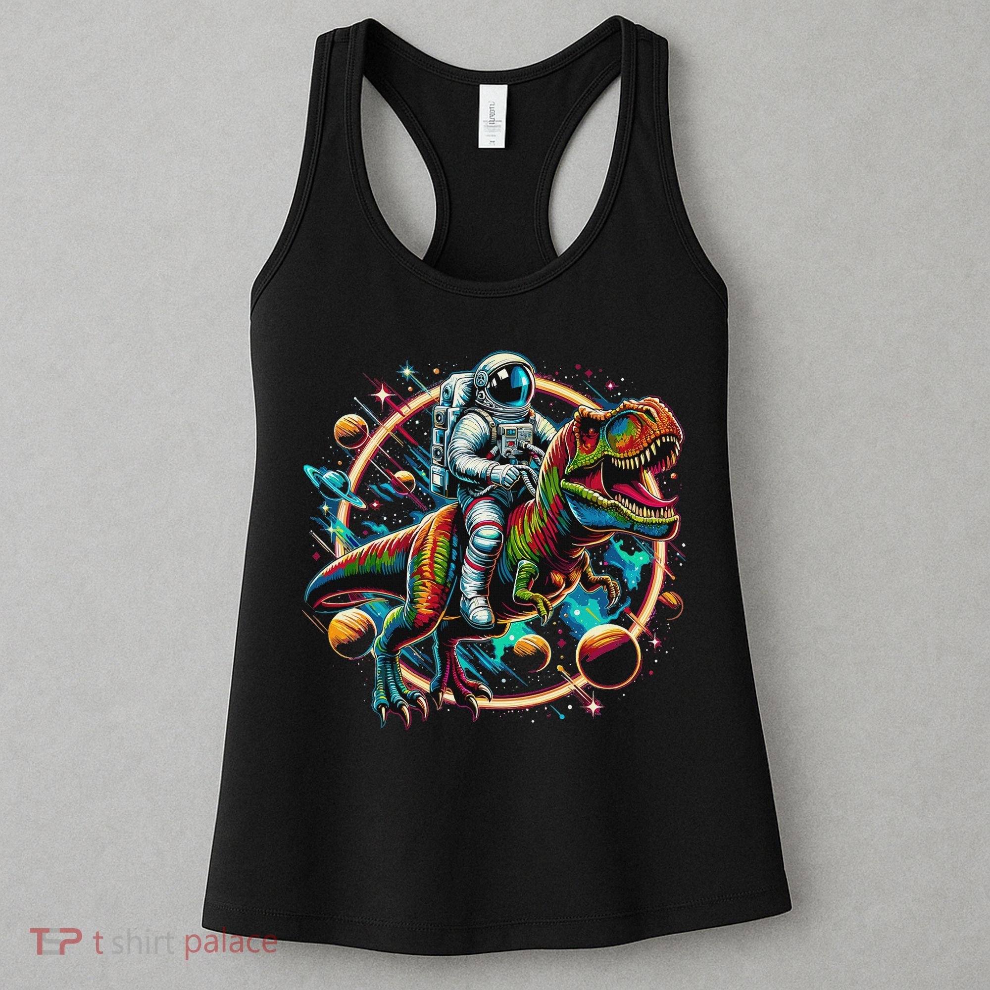 Astronaut Riding T Rex Dinosaur Astro T Rex Space Women's Tank Top
