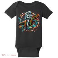 Astronaut Riding T Rex Dinosaur Astro T Rex Space Baby Bodysuit thumb 0