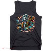 Astronaut Riding T Rex Dinosaur Astro T Rex Space Tank Top thumb 0