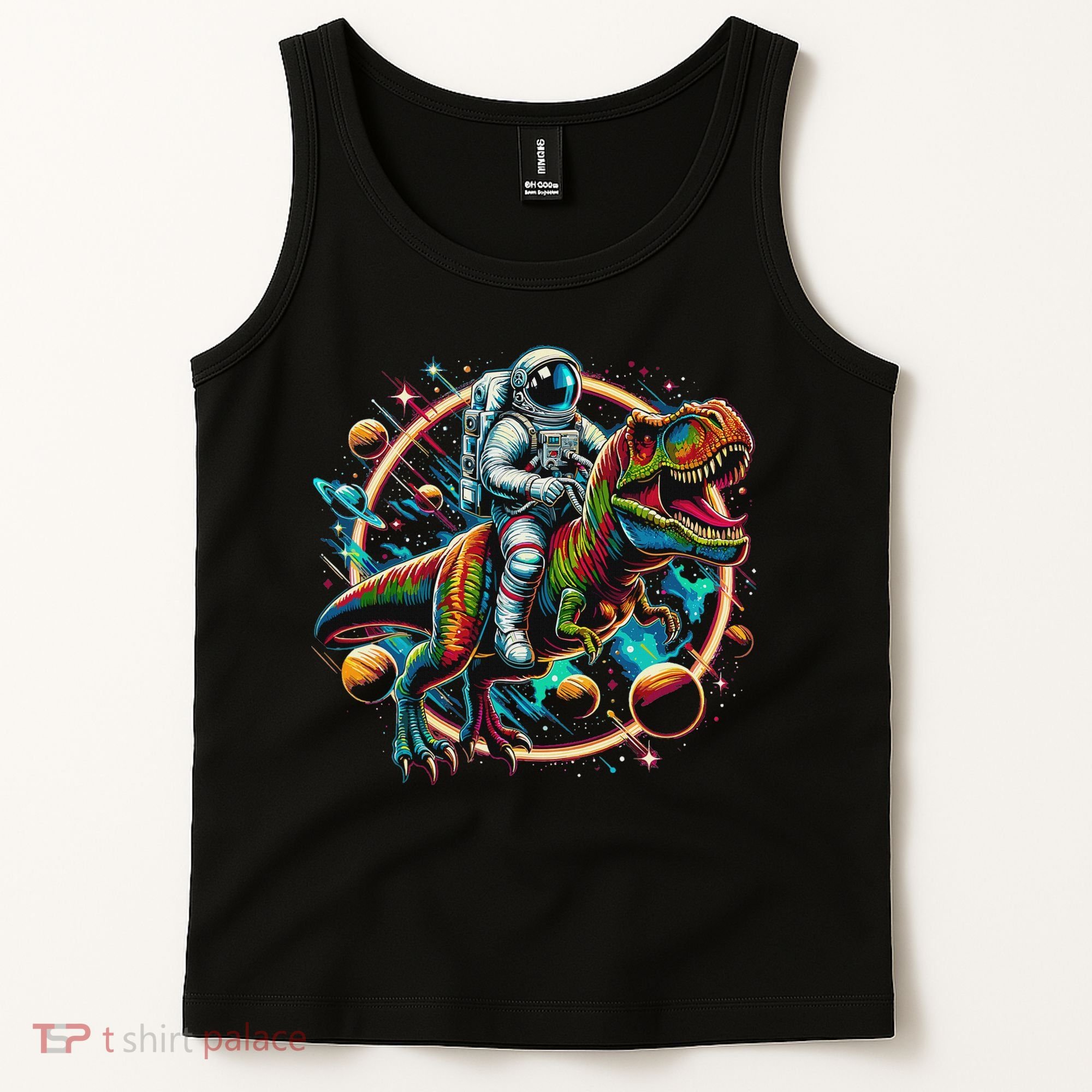 Astronaut Riding T Rex Dinosaur Astro T Rex Space Tank Top