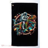 Astronaut Riding T Rex Dinosaur Astro T Rex Space Golf Towel thumb 0