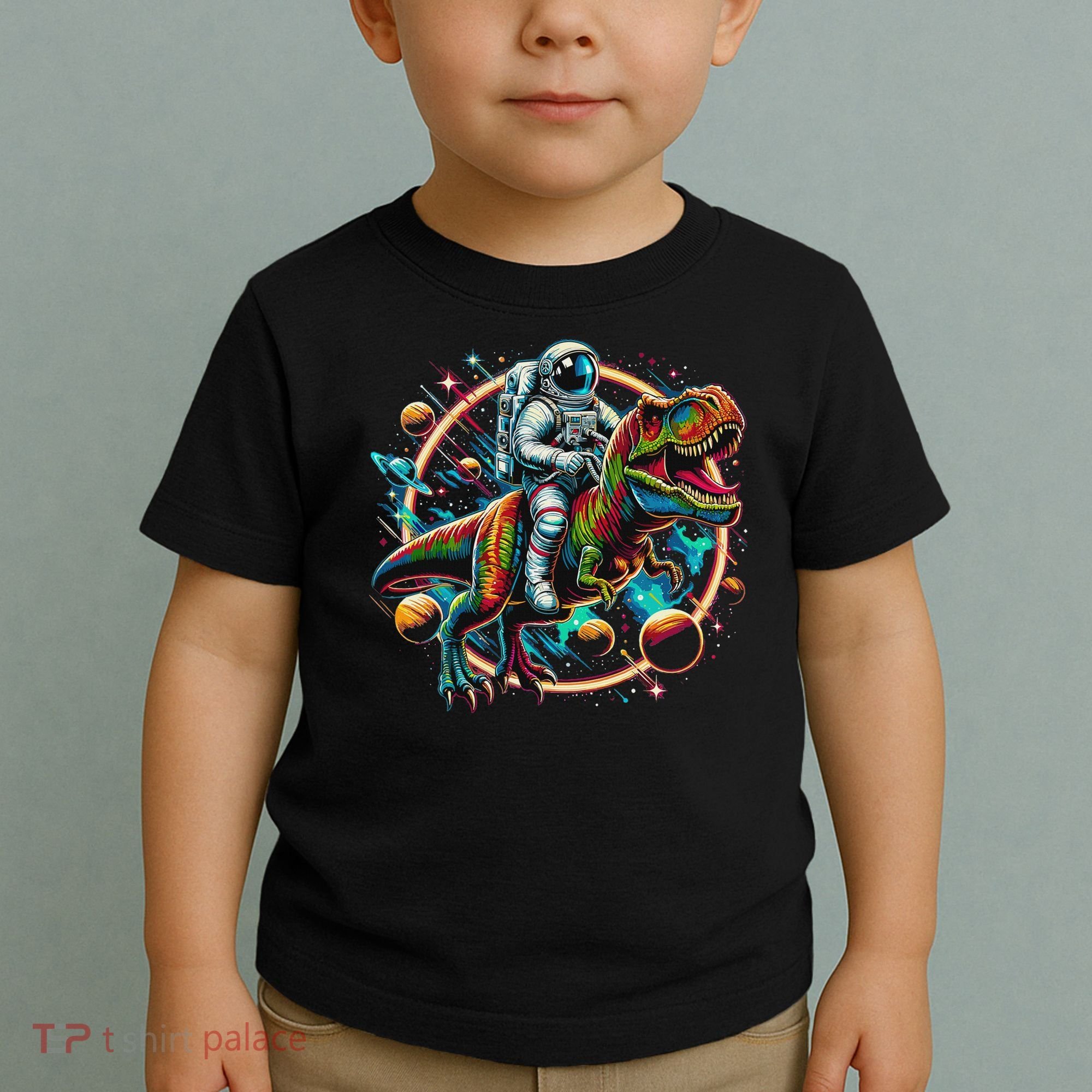 Astronaut Riding T Rex Dinosaur Astro T Rex Space Toddler T-Shirt
