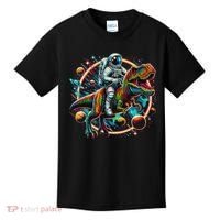 Astronaut Riding T Rex Dinosaur Astro T Rex Space Kids T-Shirt thumb 0