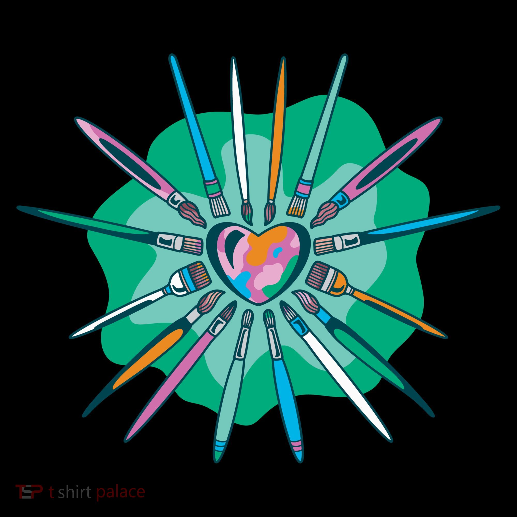 Artist Brushes Heart Coaster