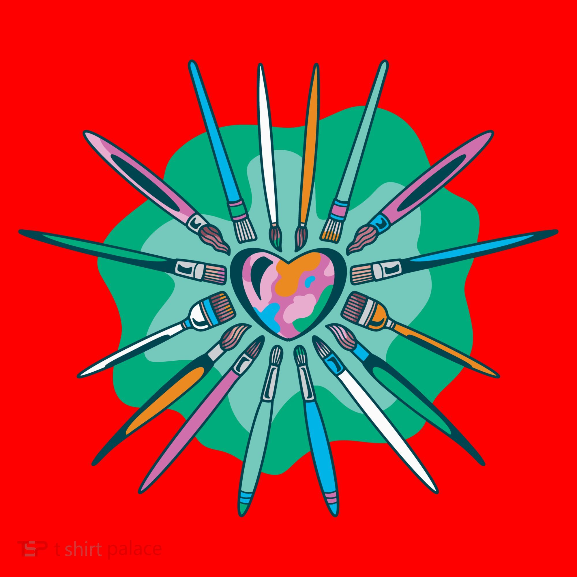 Artist Brushes Heart Santa Hat