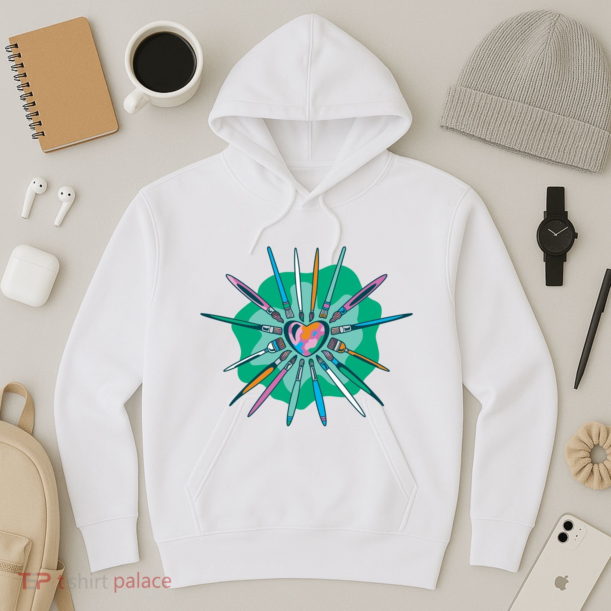 Artist Brushes Heart Hoodie