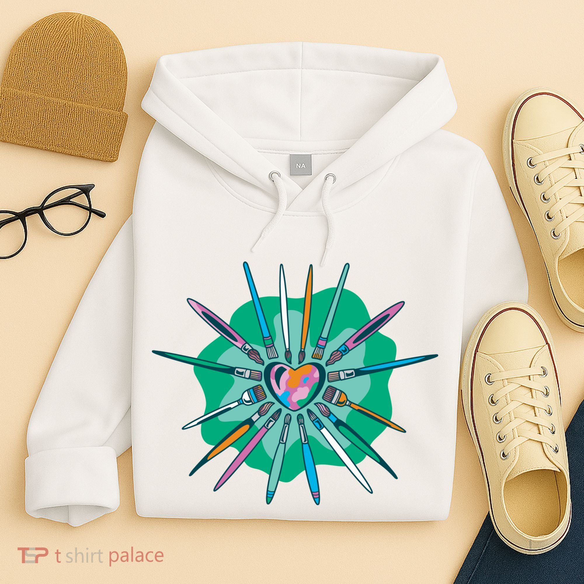 Artist Brushes Heart Hoodie