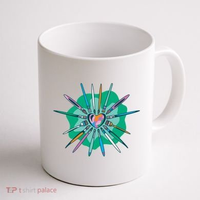 Artist Brushes Heart Coffee Mug back