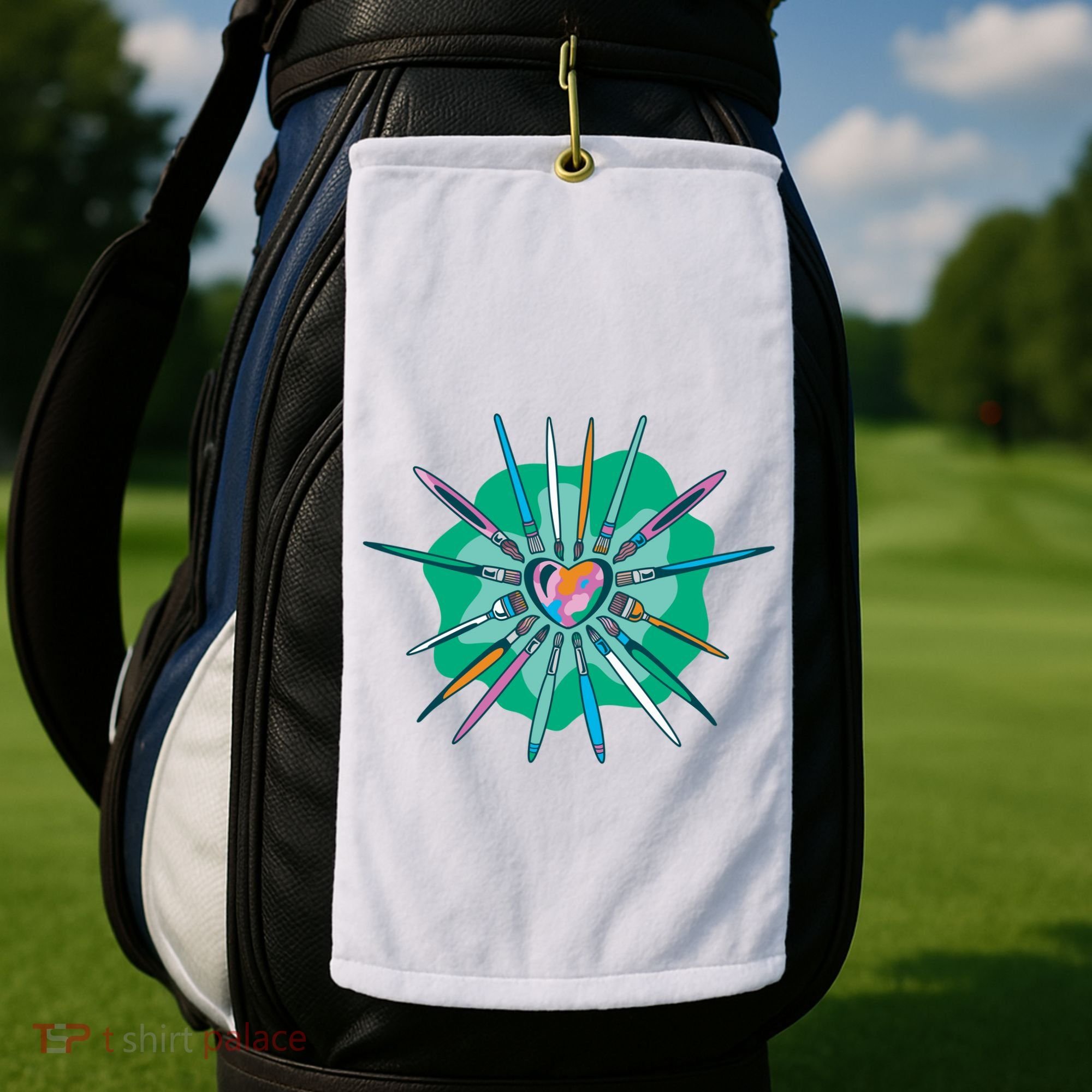 Artist Brushes Heart Golf Towel
