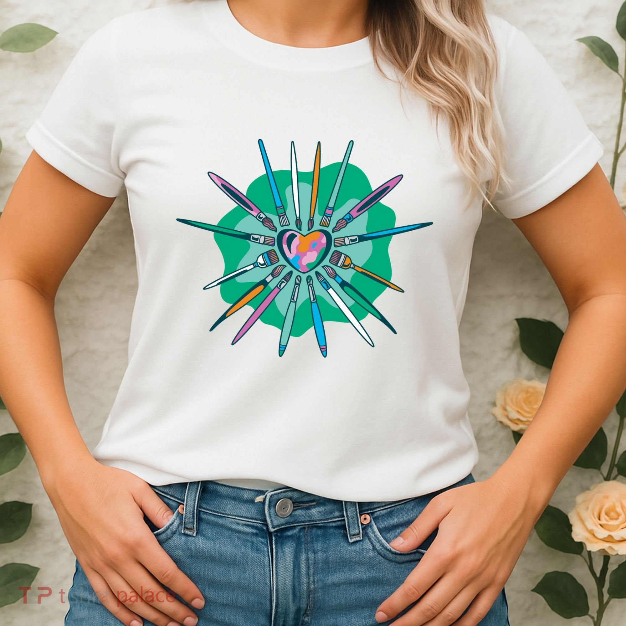 Artist Brushes Heart Women's T-Shirt
