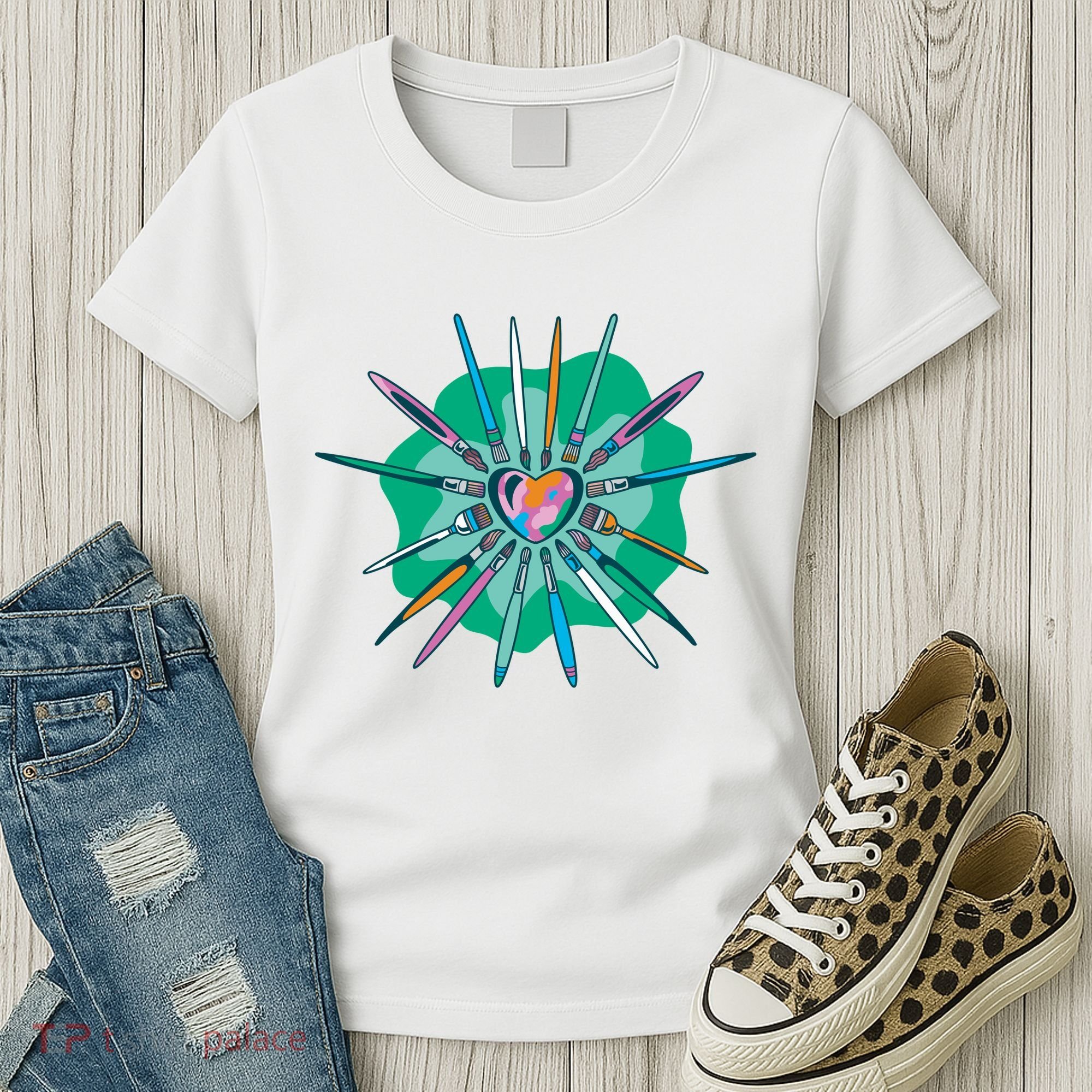 Artist Brushes Heart Women's T-Shirt