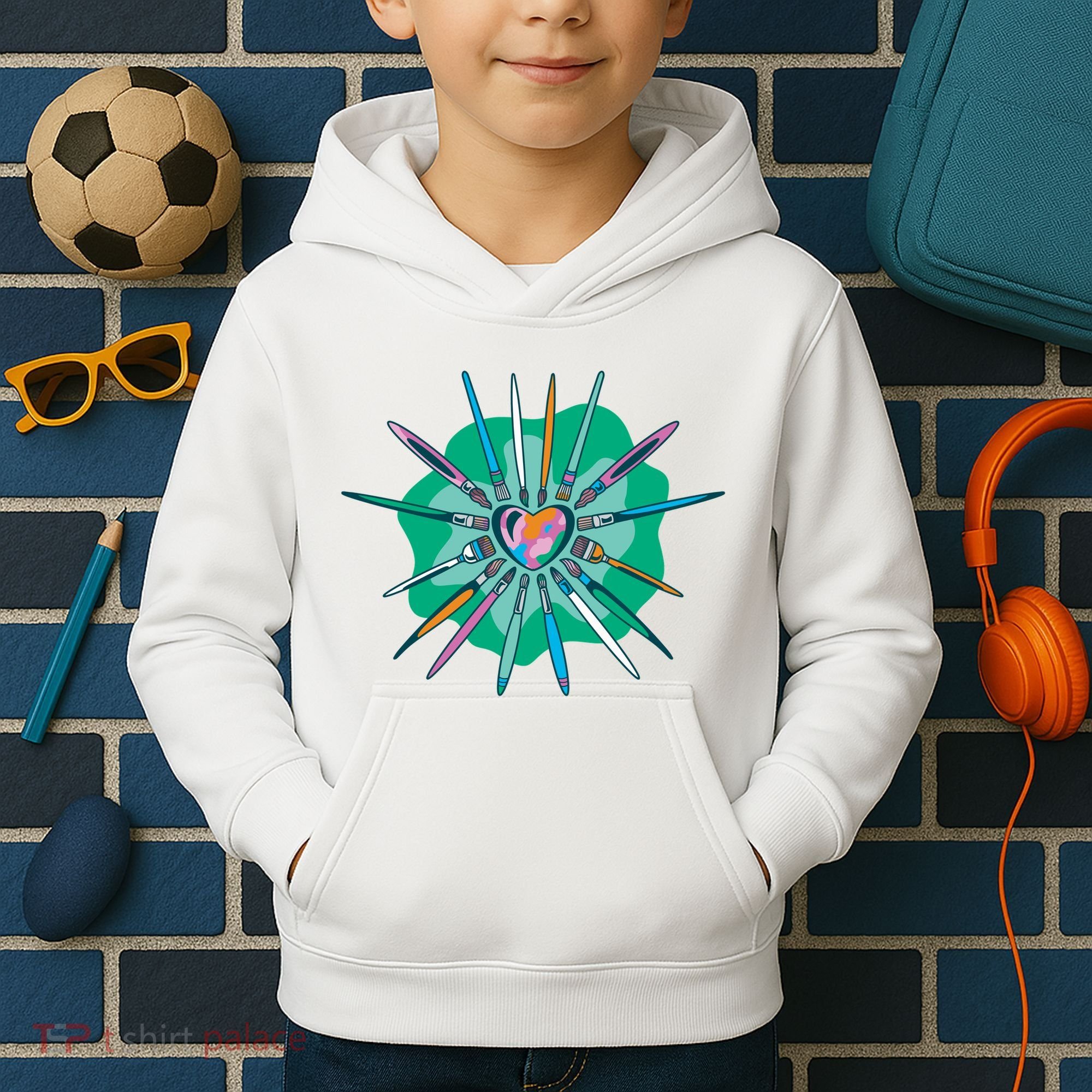 Artist Brushes Heart Kids Hoodie