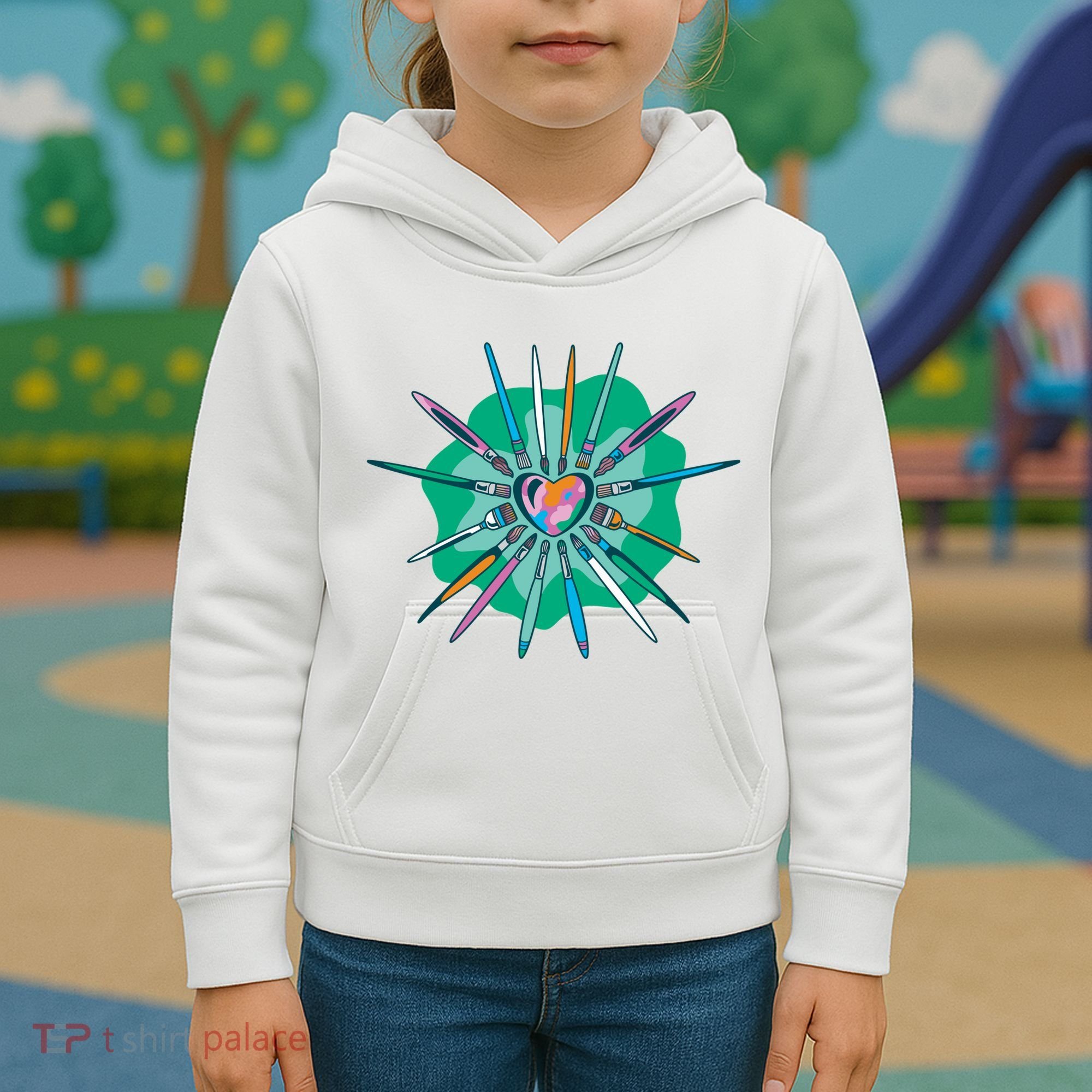 Artist Brushes Heart Kids Hoodie
