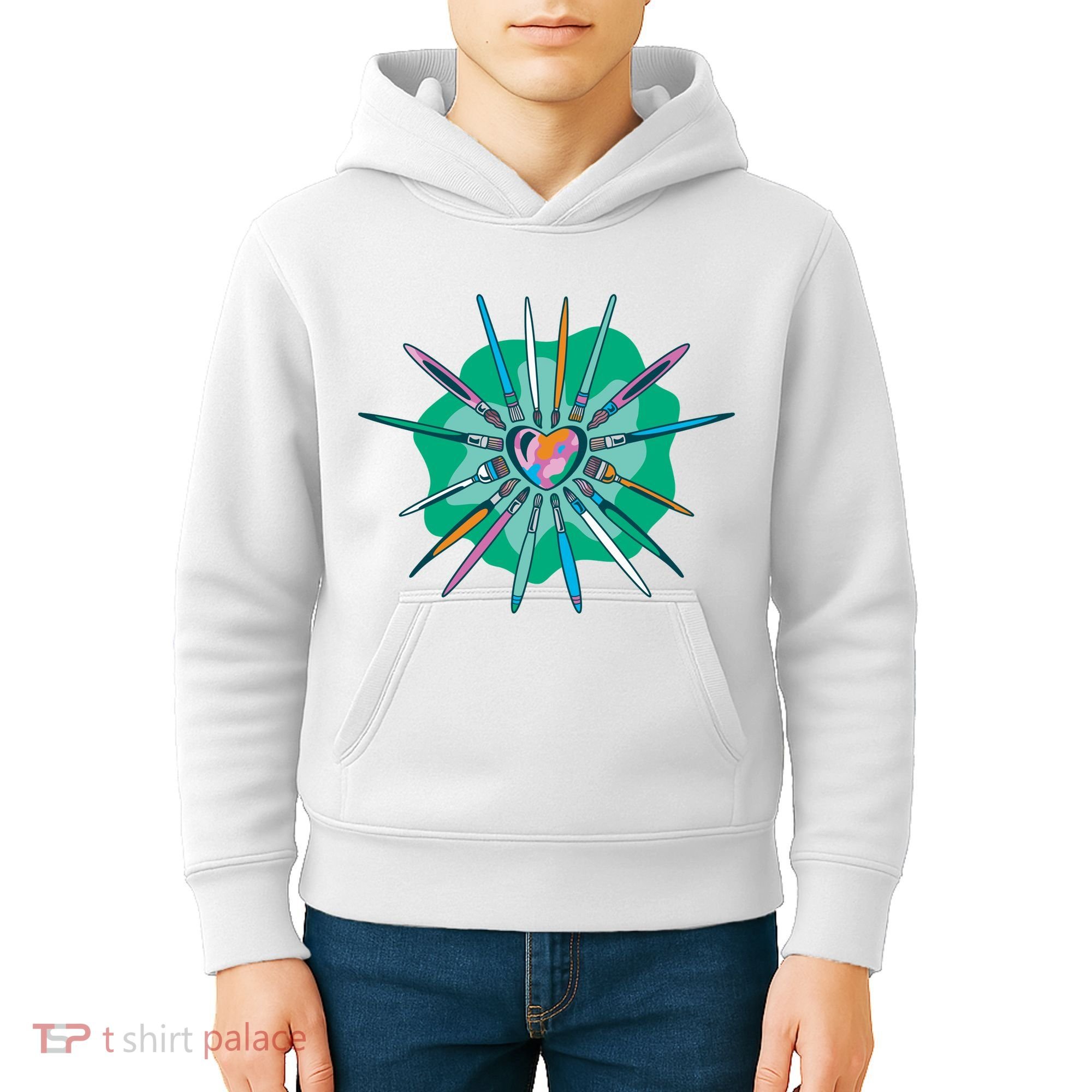 Artist Brushes Heart Kids Hoodie