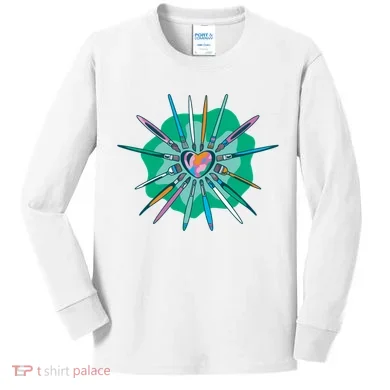 Artist Brushes Heart Kids Long Sleeve Shirt