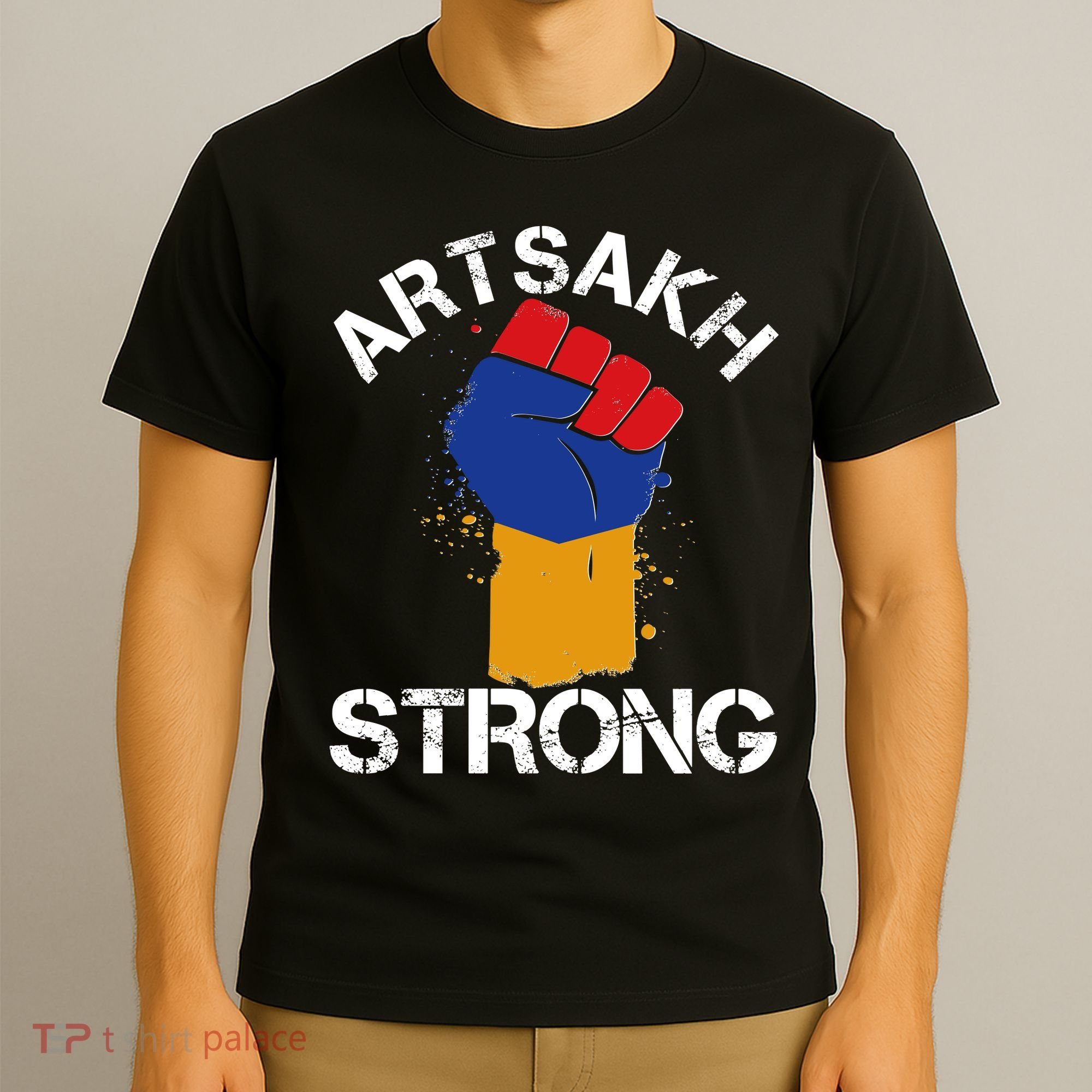 Artsakh Strong Armenian Flag Colors Protest Fist T-Shirt