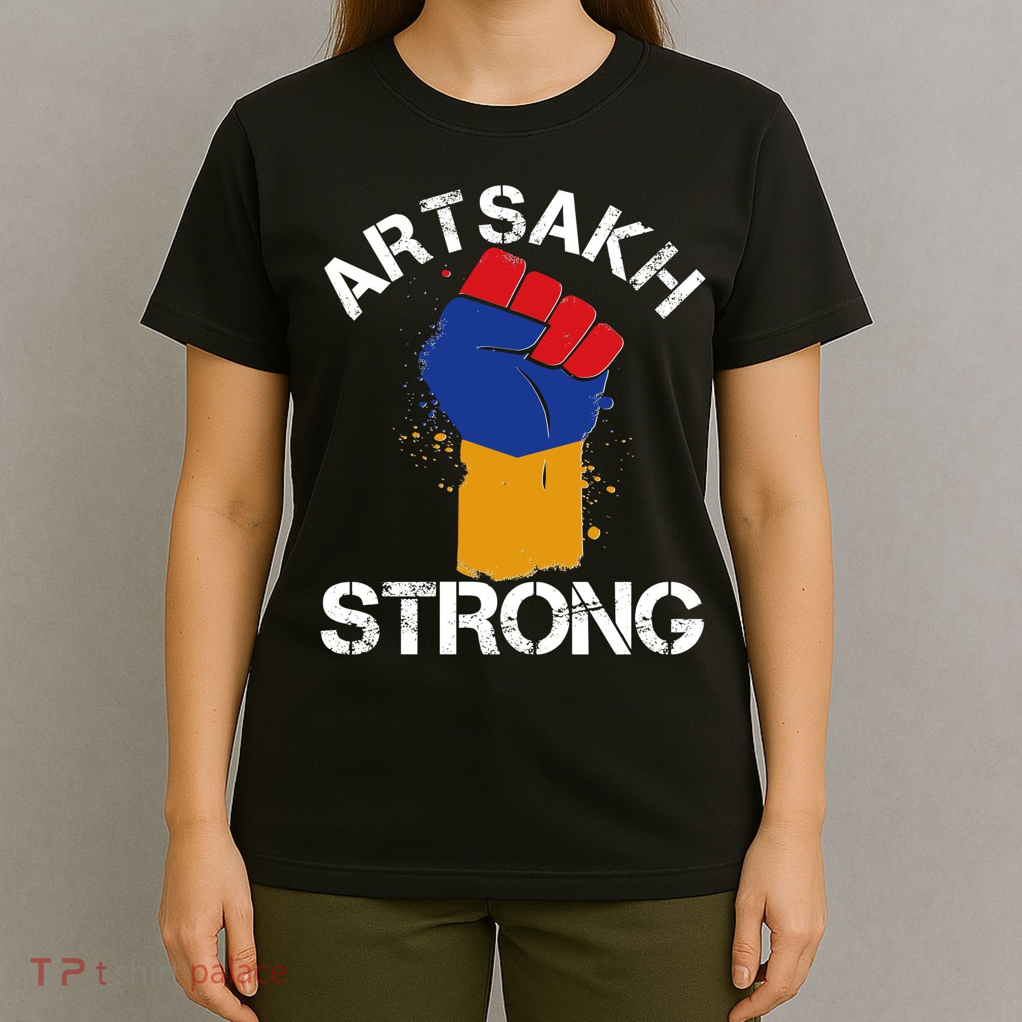 Artsakh Strong Armenian Flag Colors Protest Fist T-Shirt