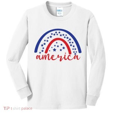 America Rainbow USA Kids Long Sleeve Shirt