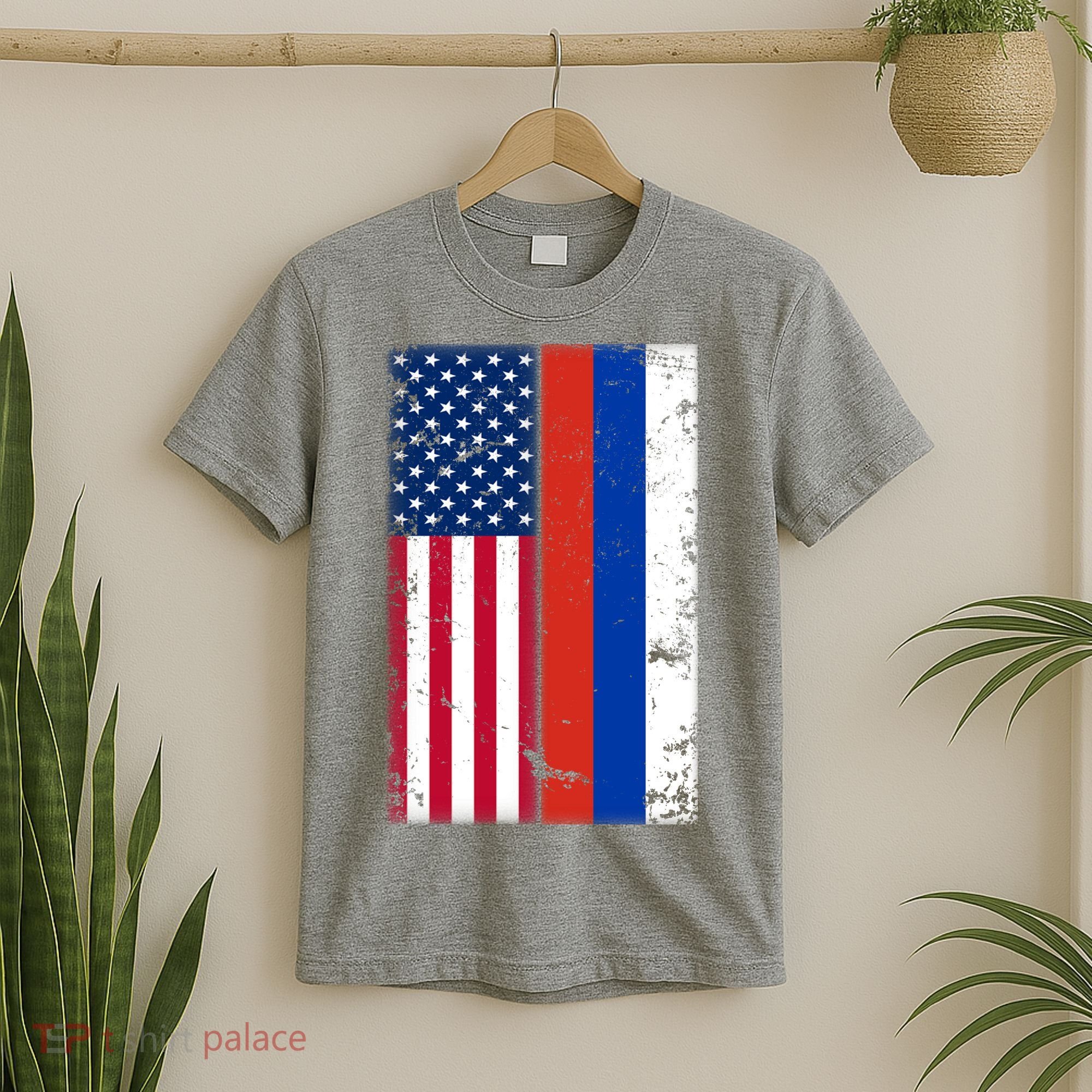 American Russia Vintage Flag T-Shirt