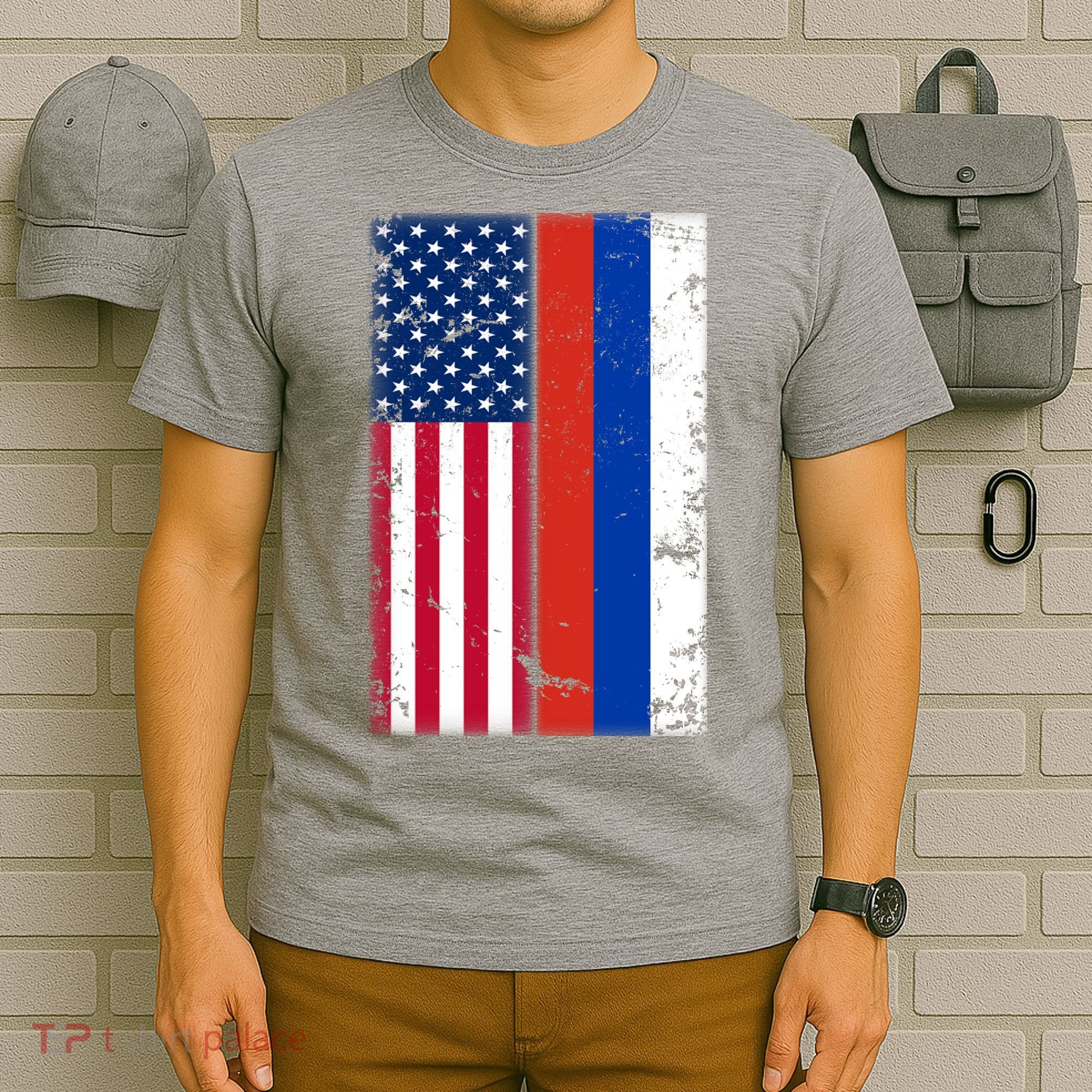 American Russia Vintage Flag T-Shirt