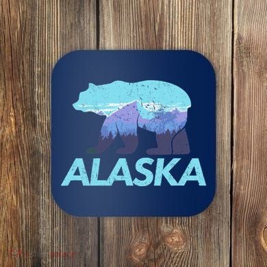 Alaska Retro Vintage Mountains & Outdoors Wilderness State Coaster