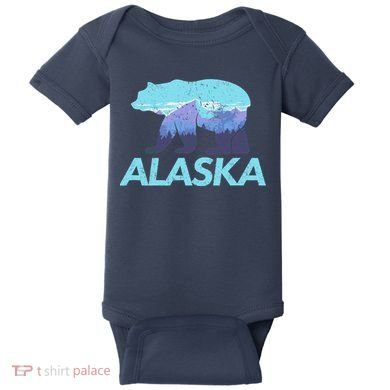 Alaska Retro Vintage Mountains & Outdoors Wilderness State Baby Bodysuit
