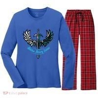Addiction Recovery Warrior Celebrate Recovery Awareness Women's Long Sleeve Flannel Pajama Set  thumb 0