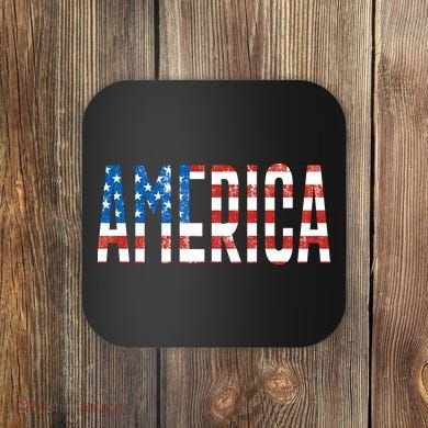 America Red White Blue Stars And Stripes Coaster