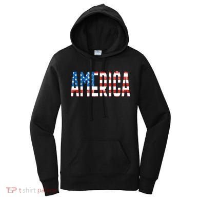 America Red White Blue Stars And Stripes Women's Hoodie