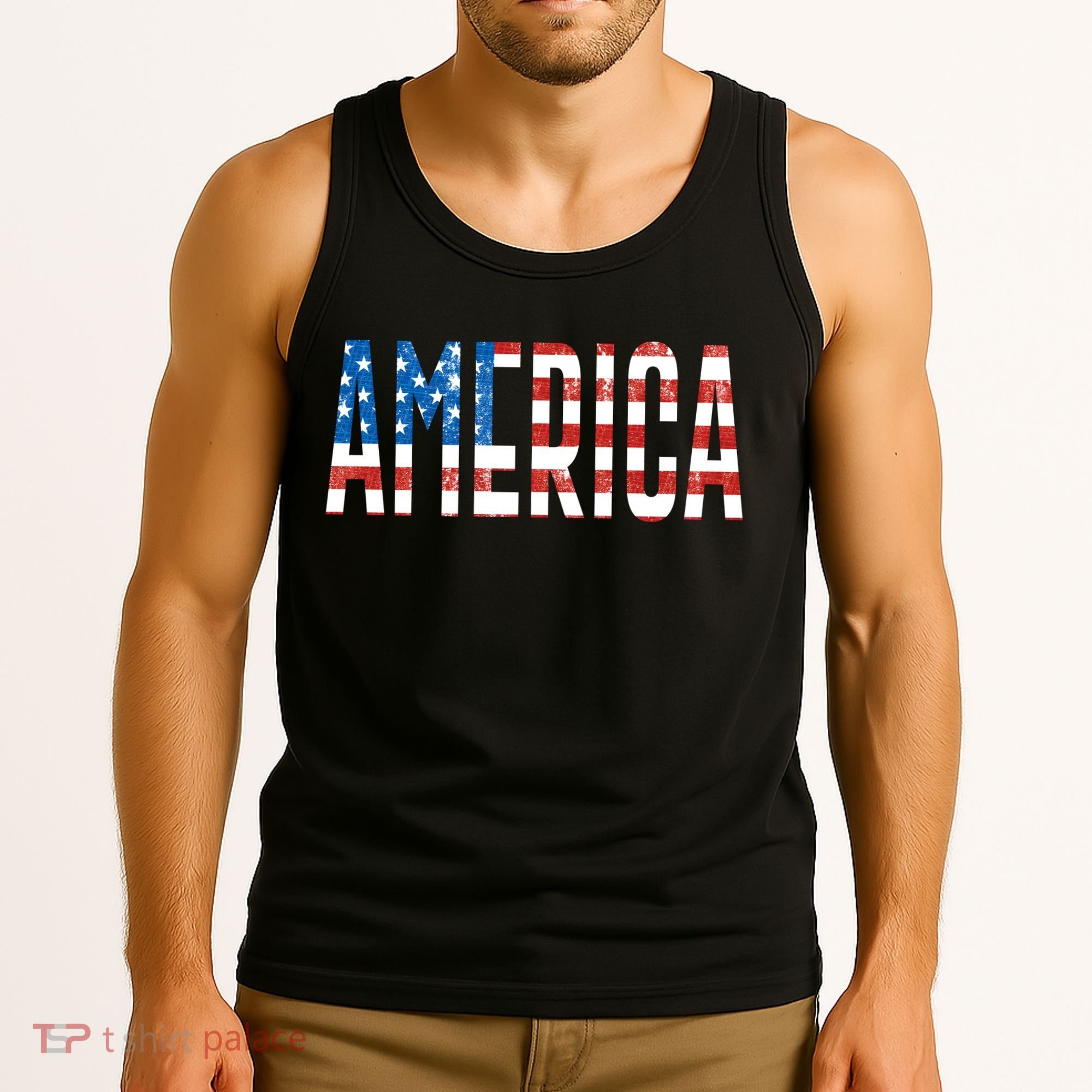 America Red White Blue Stars And Stripes Tank Top