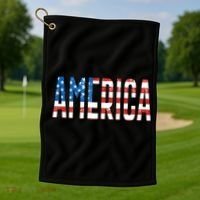 America Red White Blue Stars And Stripes Golf Towel thumb 1