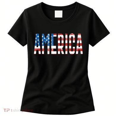 America Red White Blue Stars And Stripes Women's T-Shirt