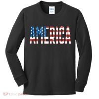 America Red White Blue Stars And Stripes Kids Long Sleeve Shirt thumb 0