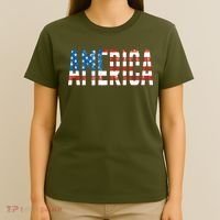 America Red White Blue Stars And Stripes T-Shirt thumb 4