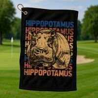 Animal Rights Zookeeper Africa Gift Idea Hippo Golf Towel thumb 1