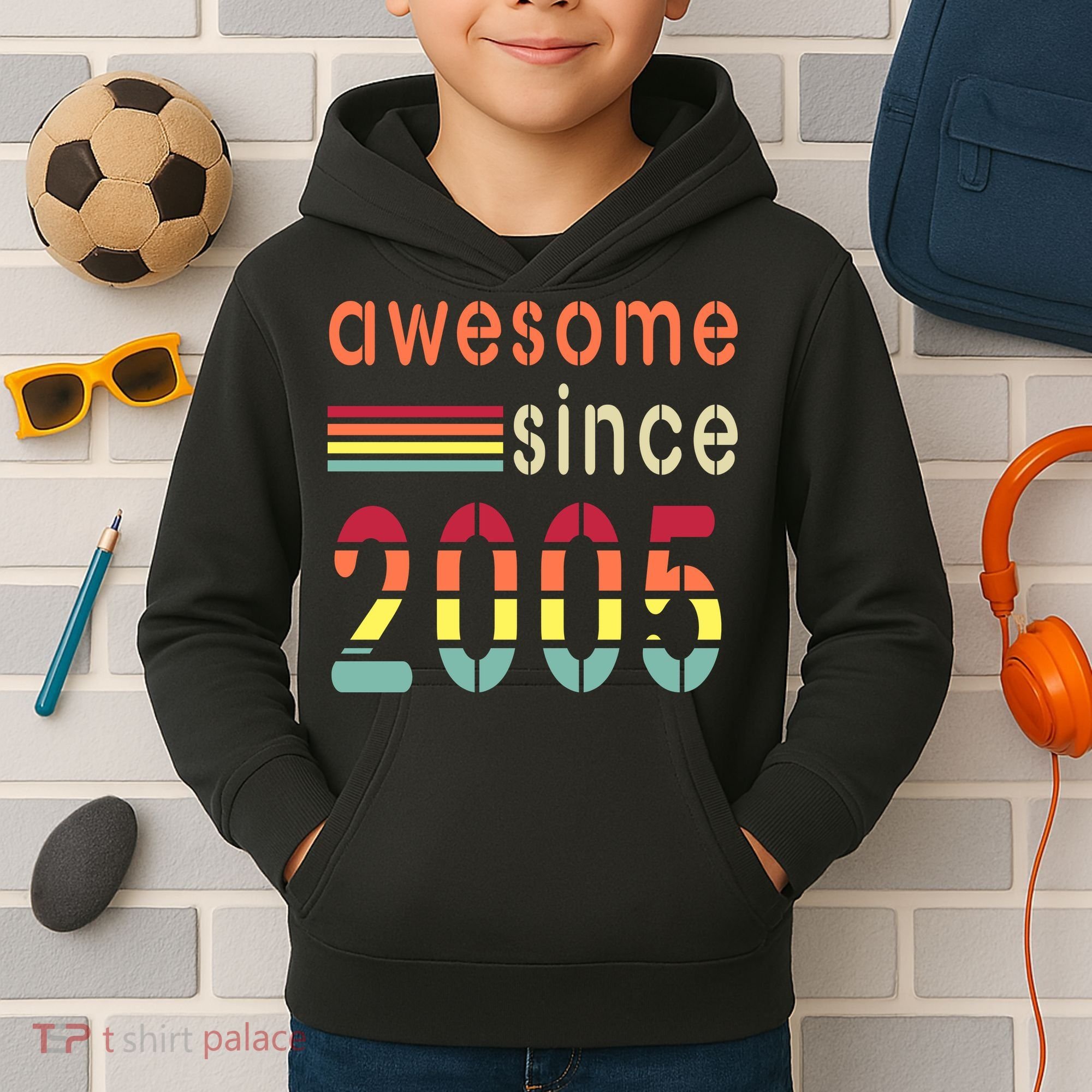 Awesome Since 2005 Birthday Retro Cool Gift Kids Hoodie