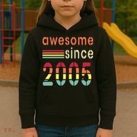 Awesome Since 2005 Birthday Retro Cool Gift Kids Hoodie thumb 3