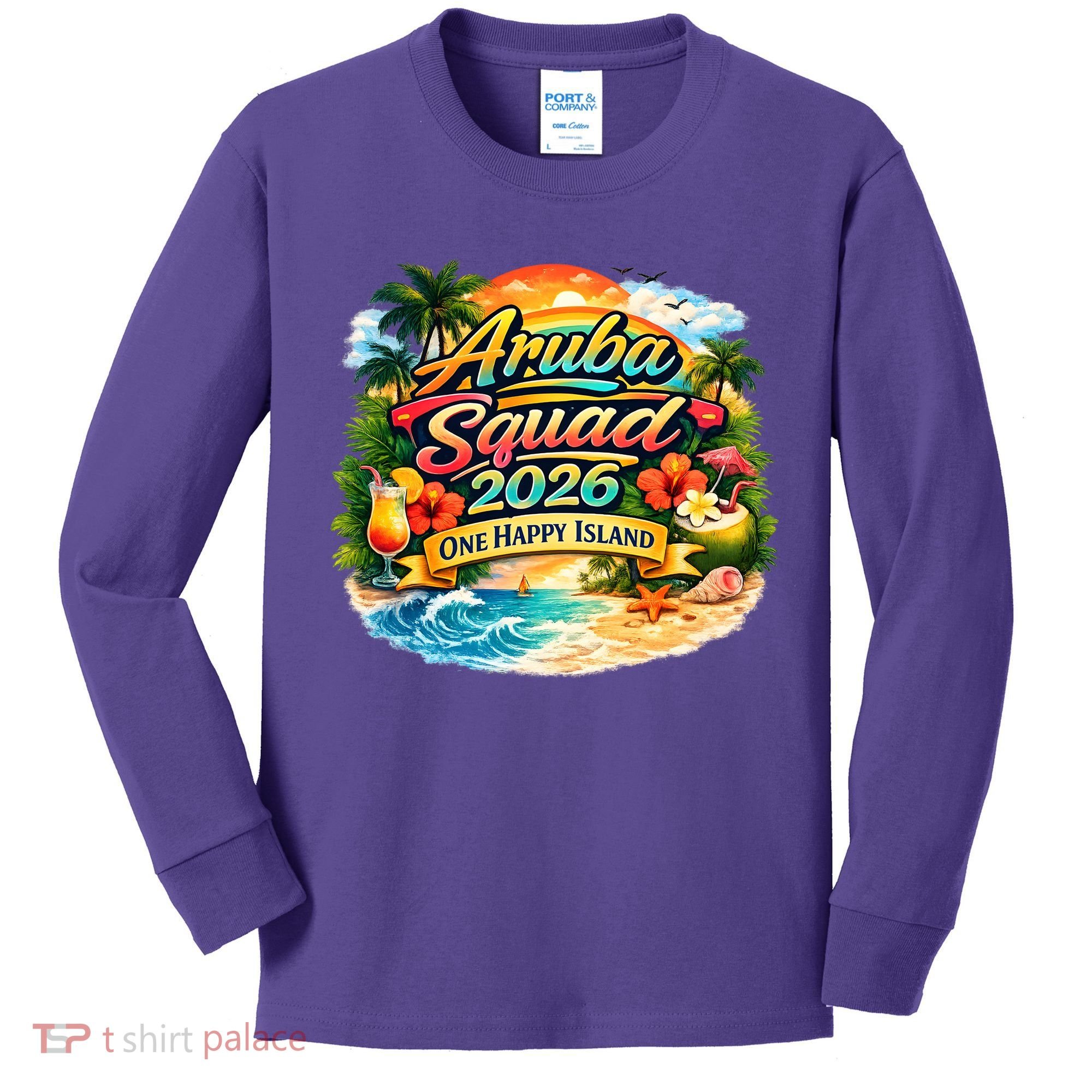 Aruba Squad 2026 One Happy Island Kids Long Sleeve Shirt