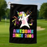 Awesome Since 2006 Unicorn 17 Years Old 17th Birthday Golf Towel thumb 1