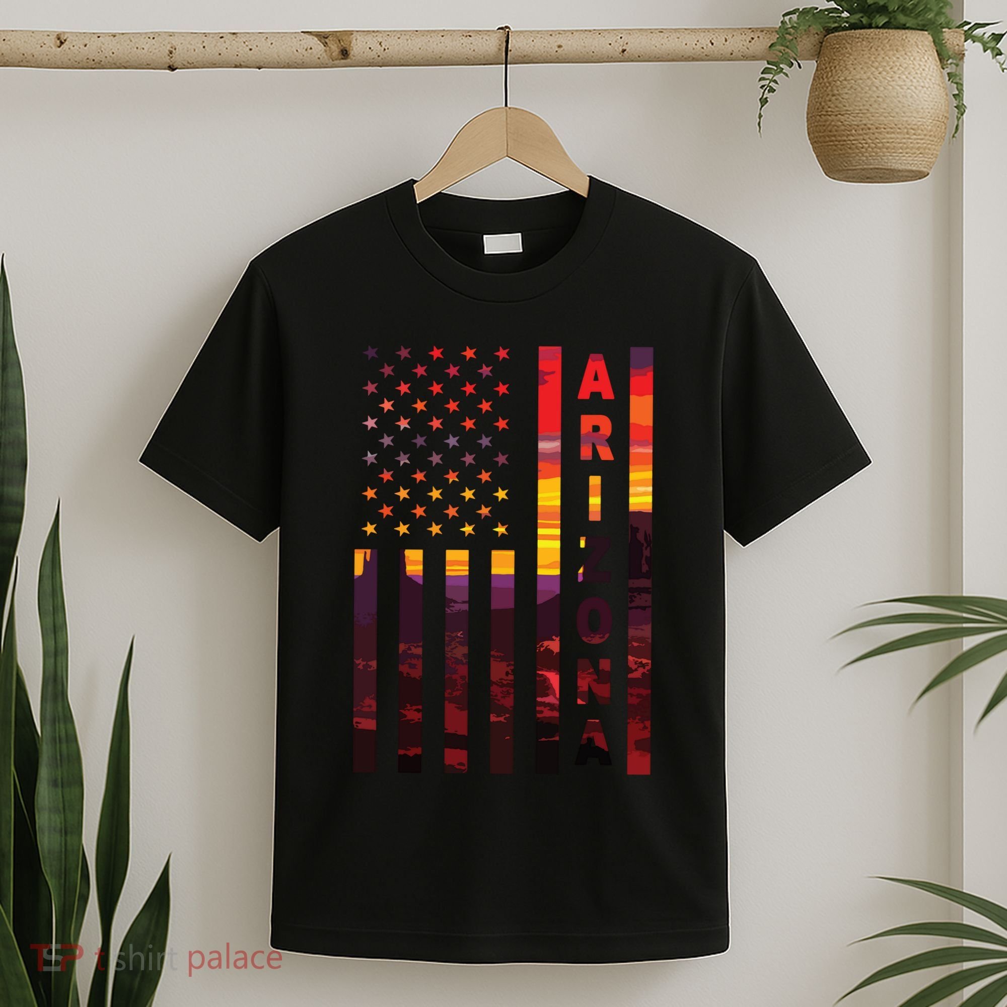 Arizona Sunset American Flag Flagstaff Tucson State Resident T-Shirt
