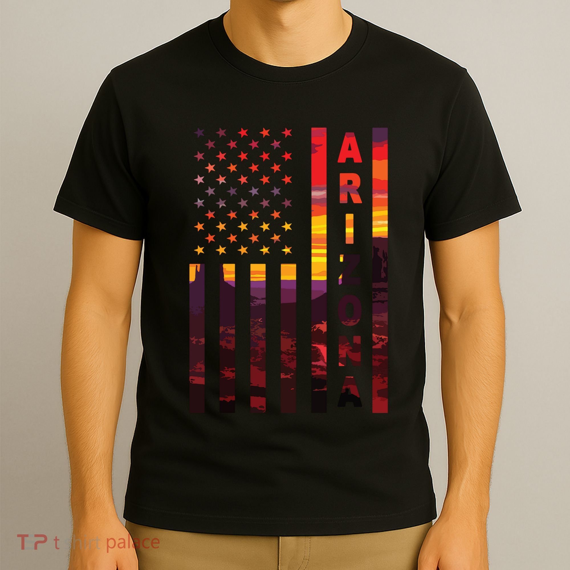 Arizona Sunset American Flag Flagstaff Tucson State Resident T-Shirt