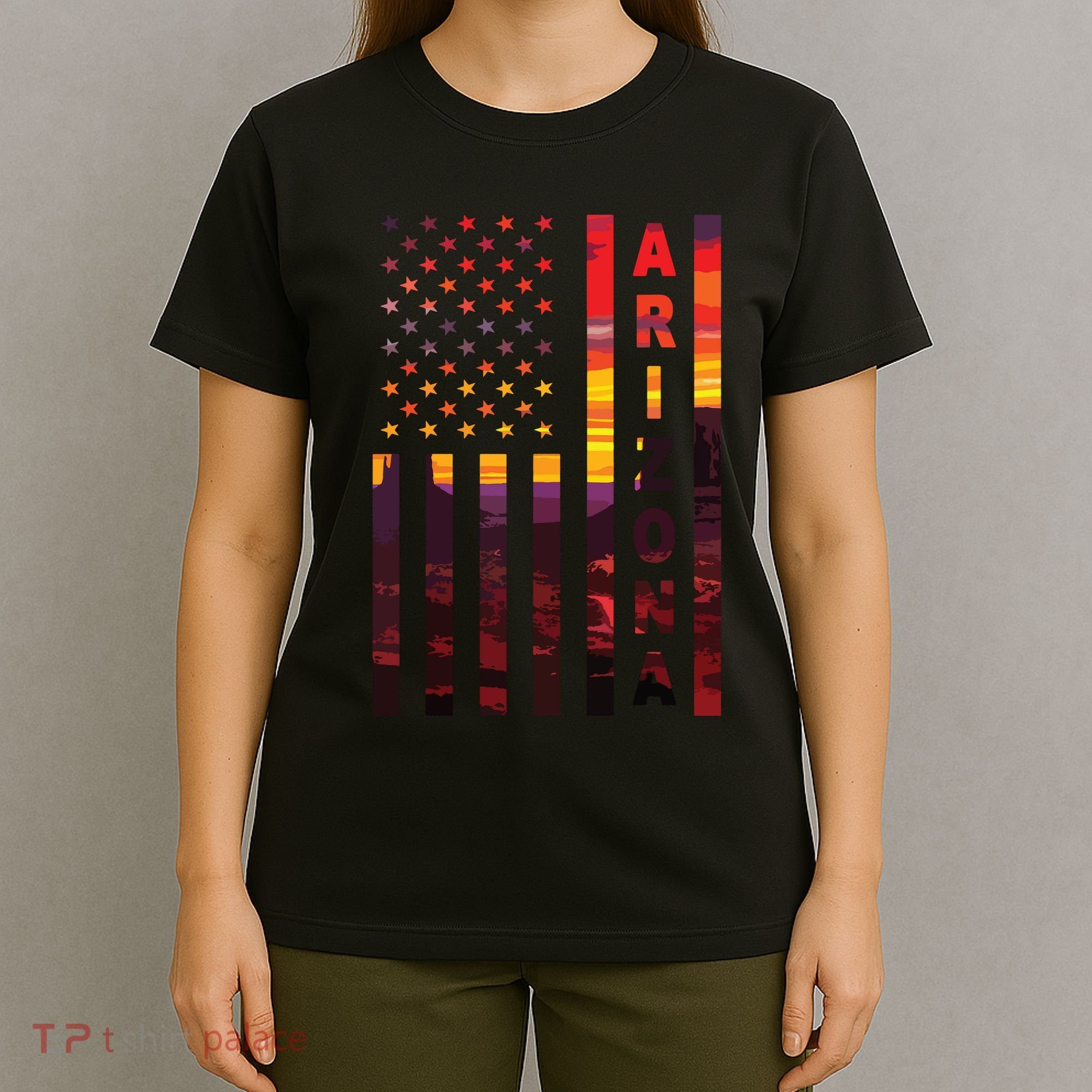 Arizona Sunset American Flag Flagstaff Tucson State Resident T-Shirt