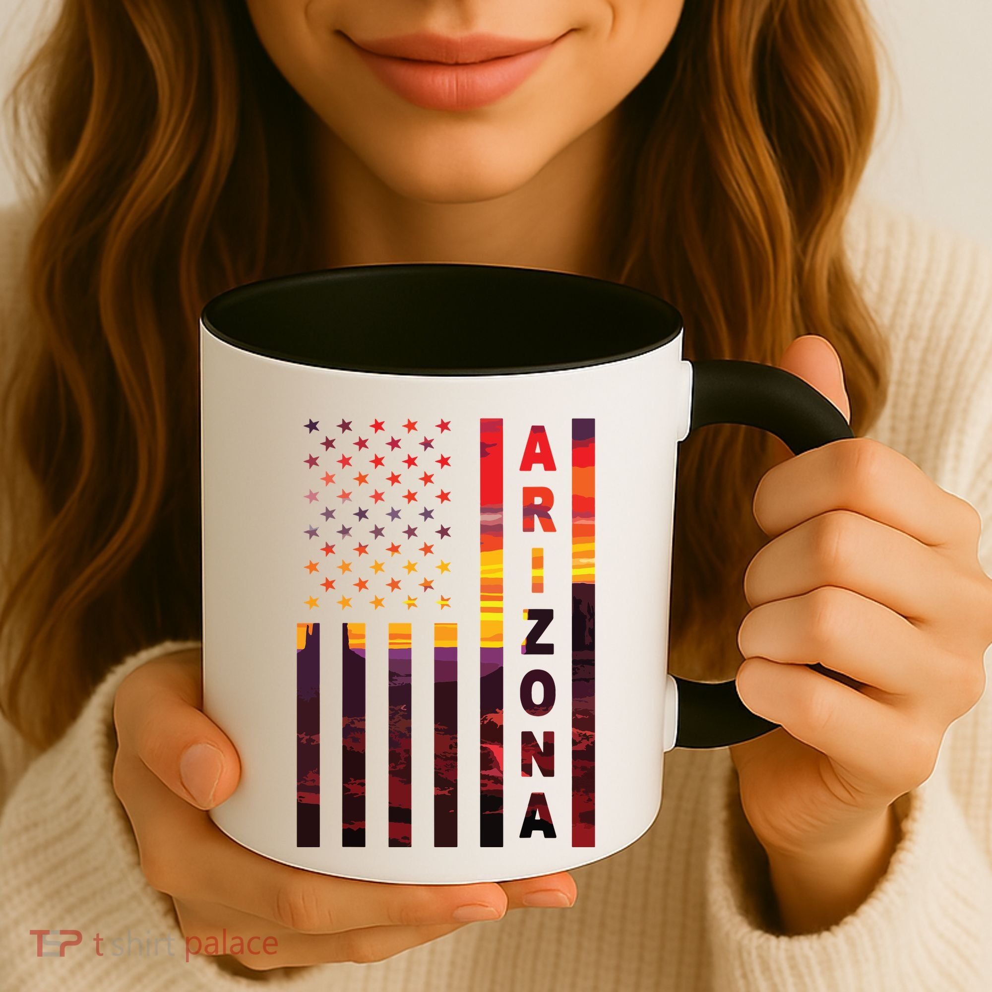 Arizona Sunset American Flag Flagstaff Tucson State Resident Coffee Mug
