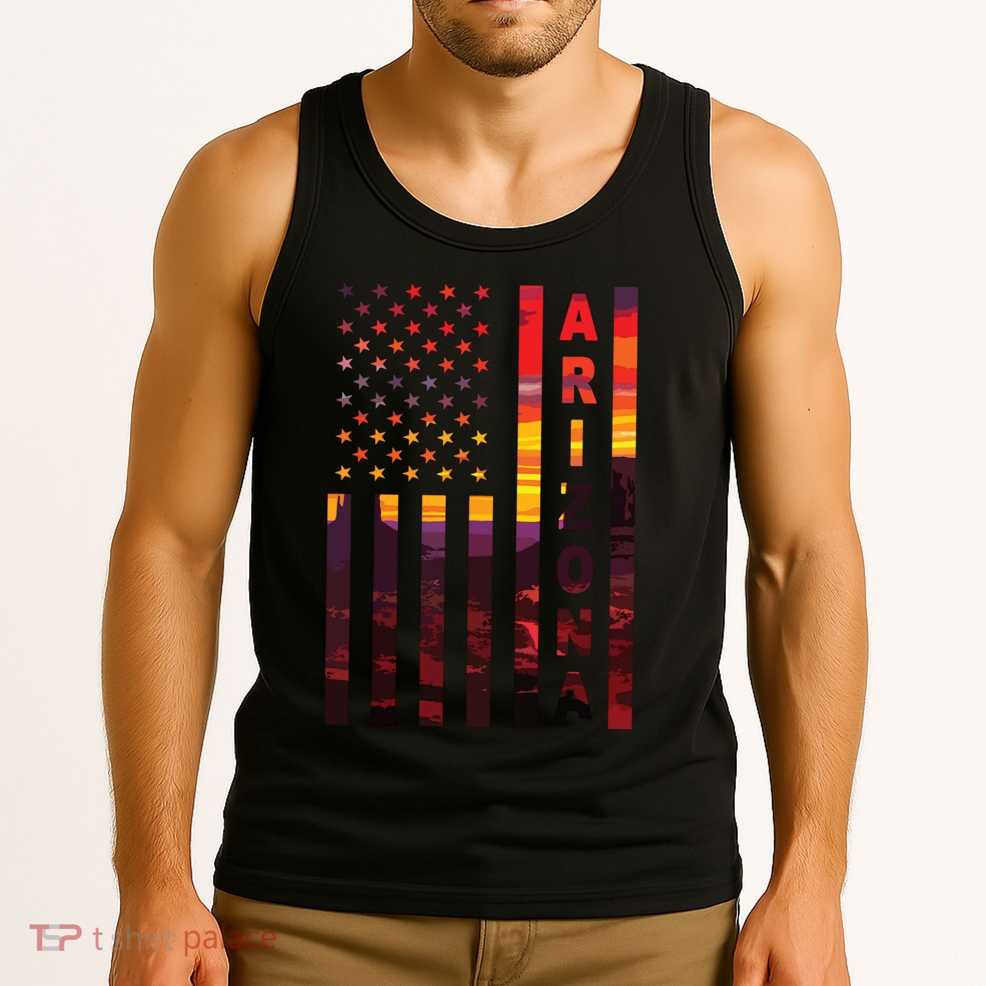 Arizona Sunset American Flag Flagstaff Tucson State Resident Tank Top