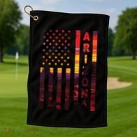 Arizona Sunset American Flag Flagstaff Tucson State Resident Golf Towel thumb 1